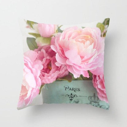New Velvet Cushion Cover Pillowcase Colorful Flower Cushion Sunflower Rose Mediterranean Pillow Case Decor Sofa Throw Pillows Room 45x45CM