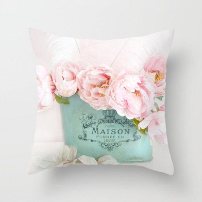 New Velvet Cushion Cover Pillowcase Colorful Flower Cushion Sunflower Rose Mediterranean Pillow Case Decor Sofa Throw Pillows Room 45x45CM