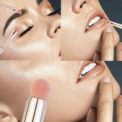New Vintage Style 4 In 1 Makeup Brushes For Foundation, Eyebrow Shadow, Eyeliner Blush Powder, Brush Cosmetic And Concealer Professional Makeup Brush