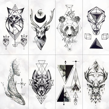 New Waterproof Temporary Tattoo Sticker Deer Animal Flash Tatoo Black Line Body Art Small Decorative Design For Womens Boys
