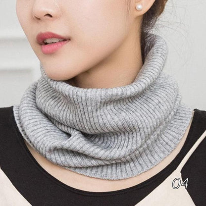 New Winter Autumn Solid Color Soft Cashmere Knit Ring Scarves Neck Warmer Elastic Neck Gaiter Head Wrap Headwear Comfort Collar Female Winter One Loop Scarf For Women