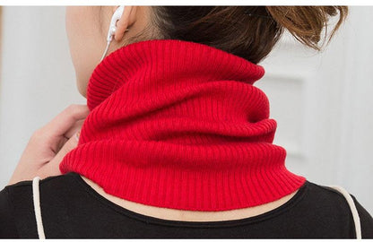 New Winter Autumn Solid Color Soft Cashmere Knit Ring Scarves Neck Warmer Elastic Neck Gaiter Head Wrap Headwear Comfort Collar Female Winter One Loop Scarf For Women