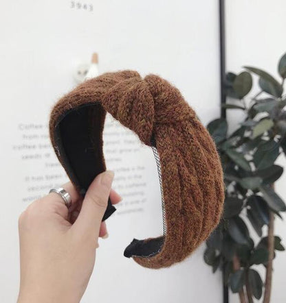 New Winter Knitted Headband Women Warm Handmade Hairband Girls Fashion Solid Turban Center Knot Casual Gorgeous Hair Accessories For Women