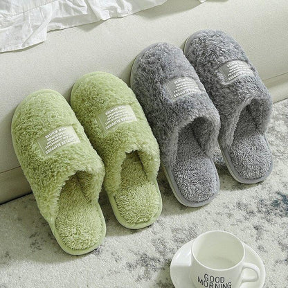 New Winter Men And Women Slippers Indoor Home Warm Plush Non-Slip Wear-Resistant Soft-Soled Couple Cotton House Slippers Memory Foam Slippers Scuff Outdoor Indoor Warm Plush Bedroom Shoes