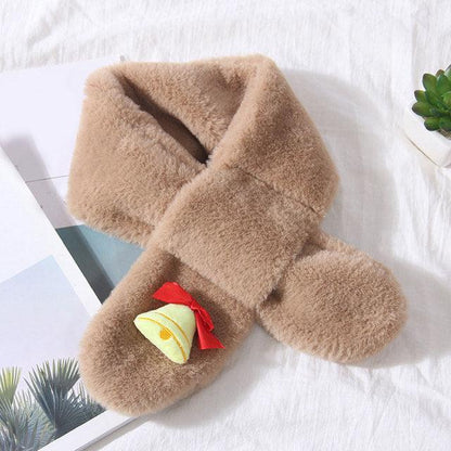 New Winter Solid Color Warm Thicken Soft Collar Scarf Faux Rabbit Fur Neckerchief Plush Warm Hot Scarfs Cross Collar Scarf Shawl Solid With Pearl Elegant For Women