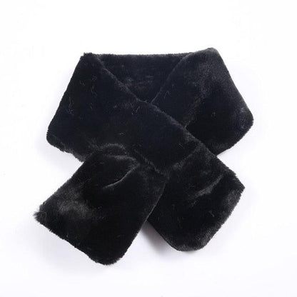 New Winter Solid Color Warm Thicken Soft Collar Scarf Faux Rabbit Fur Neckerchief Plush Warm Hot Scarfs Cross Collar Scarf Shawl Solid With Pearl Elegant For Women