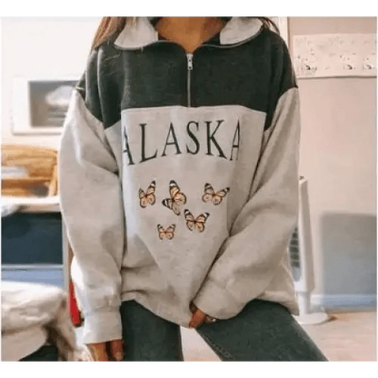 New Winter Women Sweatshirts Vintage Streetwear Letter Printed Hoodies Women Loose Sweatshirt Plus Fleece Keep Warm Men's Letters Embroidered Sleeve Quarter Fleece Vintage Pullover Sweatshirt
