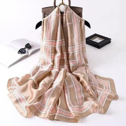 New Women Autumn Winter Fashion Silk Scarf Shawl Beach Headband Female Casual Wear Beach Friendly Spring Silk Scarf Flower Print Silk Scarves Shawls and Wraps Long Size Beach Stoles