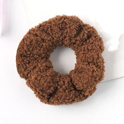 New Women Cute Teddy Velvet Scrunchies Elastic Hair Band Faux Fur Hair Rope Girl's Hair Tie Accessories Ponytail Holder Accessories for Women And Girls
