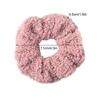 New Women Cute Teddy Velvet Scrunchies Elastic Hair Band Faux Fur Hair Rope Girl's Hair Tie Accessories Ponytail Holder Accessories for Women And Girls