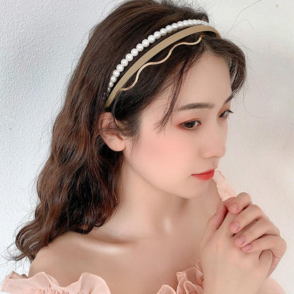 New Women Elegant Full Pearls Simple Hairbands Sweet Headband Hair Hoops Holder Ornament Head Band Lady Fashion Hair Accessories