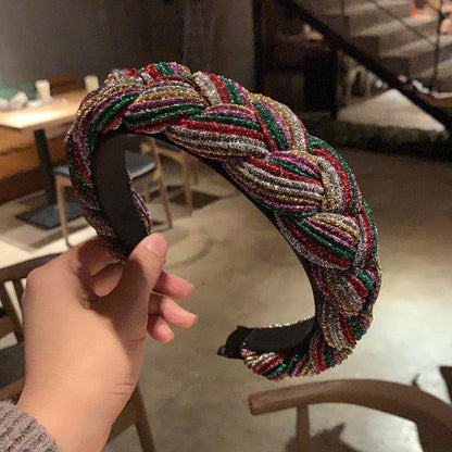 New Women Hairband Cross Knot Braid Twist Headband Adult Autumn Winter Shiny Color Headwear Wide Side Turban Gorgeous Hair Accessories For Women