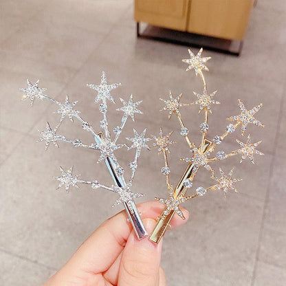 New Women Luxury Elegant Shining Full Stars Silver Gold Hair Clips Sweet Hair Ornament Headband Hairpin Fashion Hair Accessories For Women