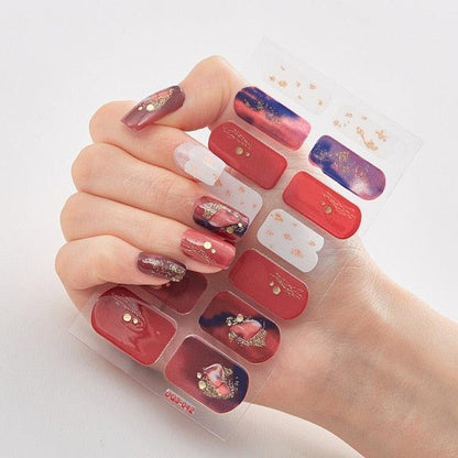 New Year Patterned Nail Decor Nail Polish Nail Art Stickers Full Beauty Sticker for Nails Nail Accessorie Christmas Nail Sticker 3D Nail Art Stickers Decal Slider Template Diy Nail Tool Decorations Nail Art Design Self Adhesive Luxury Designer Nail Sticke