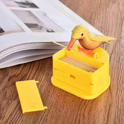 New Yellow Small Bird Toothpick Container Automatic Toothpick Dispenser Toothpick Holder Home Decoration Kitchen Accessories