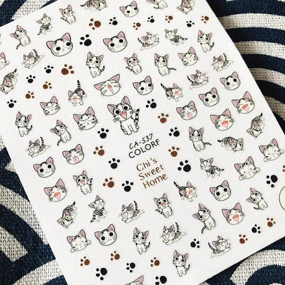 Newest Cats 3D Nail Art Sticker Decal Template Nail Tool Decorations Cute Nail Stickers for Kids and Little Girls Sheets Self Adhesive Nail Art Stickers 3D Animal Nail Decals Nail Art Decoration Set Including Cat Dog Strawberry Bear Chick Bunny Pat