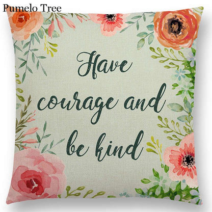 Newest Floral Quotes Decorative Pillow Covers Fresh Flowers Garland Inspirational Words Decorative Cotton Linen Throw Pillow Cushion Covers And Gifts For Women Daughter Mum Best Friend Birthday Home Decorations