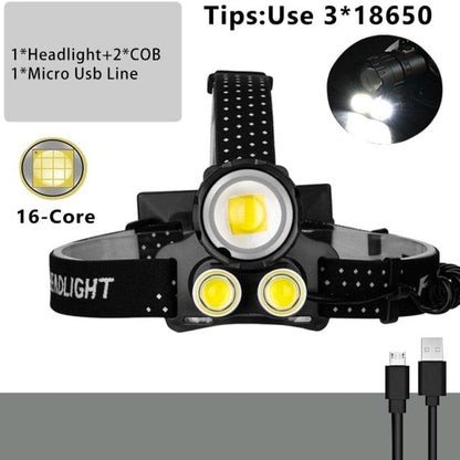 Newest  Waterproof XHP199 16-Core Super Bright Powerful Lantern Headlamp XHP110 LED USB  Flashlight XHP50 Headlight Rechargeable 18650 Zoom Torch Light