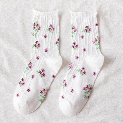 News Fashion Floral Print Women's Socks Harajuku Vintage Streetwear Crew Socks Kawaii Cute Cotton Long Sock Winter Warm Socks For Men And Women