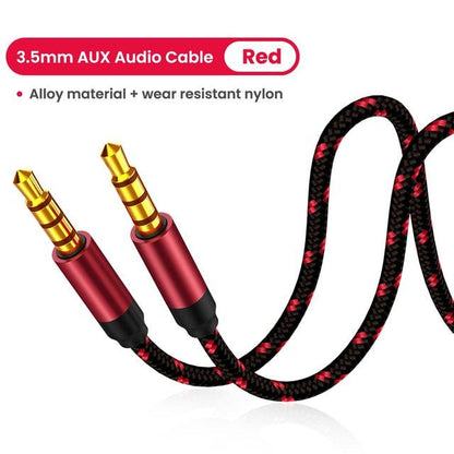 Nylon Braid 4 Poles 3.5MM Audio Aux Cable Jack For Headphone Speaker Line  Car PC Mp3 Mp4