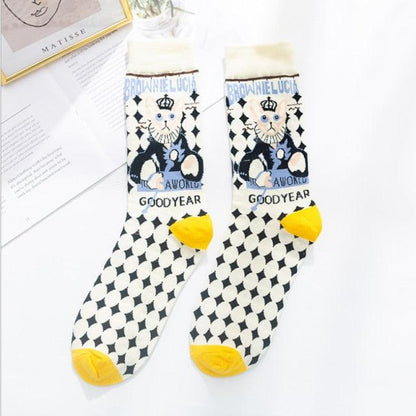 Occident Fashion Colorful Print Socks Women with Mushroom Spring Woman Socks Breathable Cotton Socks For Women