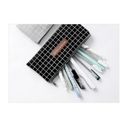 Office Simple Print Stationery Pencil Case Classic Design Pencil Pouch Simple Storage Bag