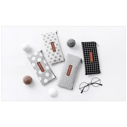 Office Simple Print Stationery Pencil Case Classic Design Pencil Pouch Simple Storage Bag