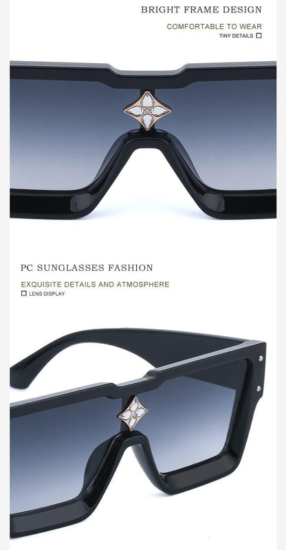 Oversized Square Rimless Shades UV400 Shape Sunglasses For Women New Fashionable New Big Frame Sun Glasses for Female New Latest Attractive Large Flat Top Eyewear For  Unisex
