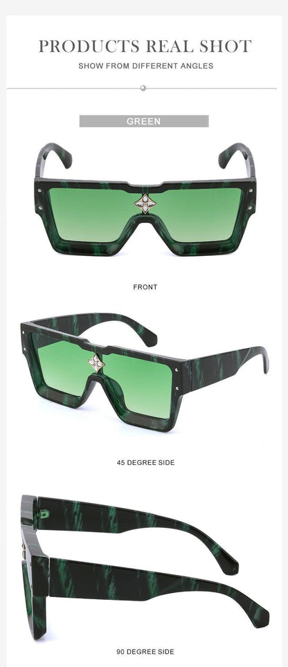 Oversized Square Rimless Shades UV400 Shape Sunglasses For Women New Fashionable New Big Frame Sun Glasses for Female New Latest Attractive Large Flat Top Eyewear For  Unisex