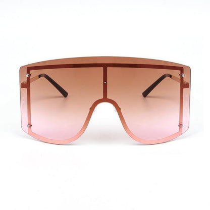 Oversized Women Blue & Yellow Gradient Sunglasses  Fashionable Rimless In Metal For Female New Shades Personality Eyewear