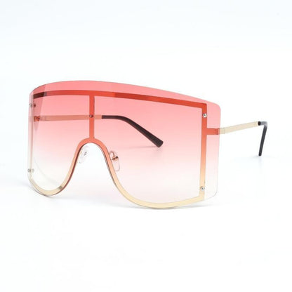 Oversized Women Blue & Yellow Gradient Sunglasses  Fashionable Rimless In Metal For Female New Shades Personality Eyewear