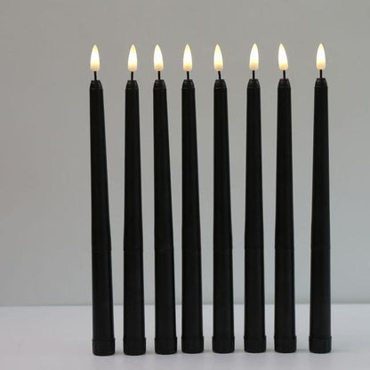 Pack of 6 Black LED Birthday Candles Flameless Taper Candles LED Taper Candles  Led Candle Lights Flickering Candles For Halloween Christmas Yellow/Warm White Plastic Flameless Flickering Battery Operated LED Halloween Candles