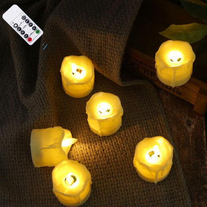 Pack of 6 or 12 Remote or Not Remote Flameless Battery Candles Realistic and Bright Flickering Bulb Battery Operated Flameless LED Tea Light Ideal for Parties Weddings Birthdays Hollween Gift Realistic and Bright Flickering Fake Dancing Flame Tea lights