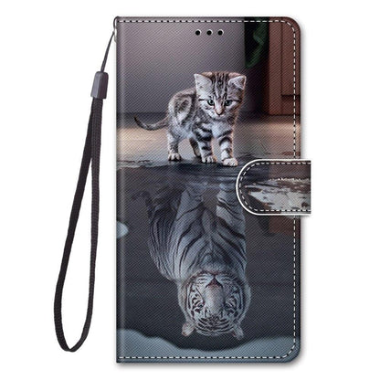 Painted Leather Flip Phone Case For Xiaomi Redmi 8 9 9A 9C 9T Redmi 10 Lion Cat Butterfly Wallet Card Holder Stand Book Cover Colorful PU Leather Wallet Flip Cover Shockproof Card Slots Holder Side Pocket Magnetic Closure Stylish Case