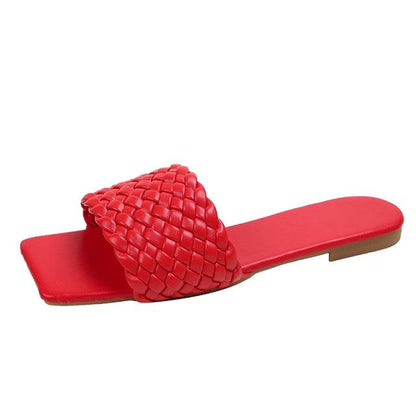 Party Luxury Ladies Slippers Charm Design Open-Toe Beach Flat Sandals Casual Flip Flops Women Shoes Flat Sandals Slip On Slide Sandals Leather Strap Flat Sandals