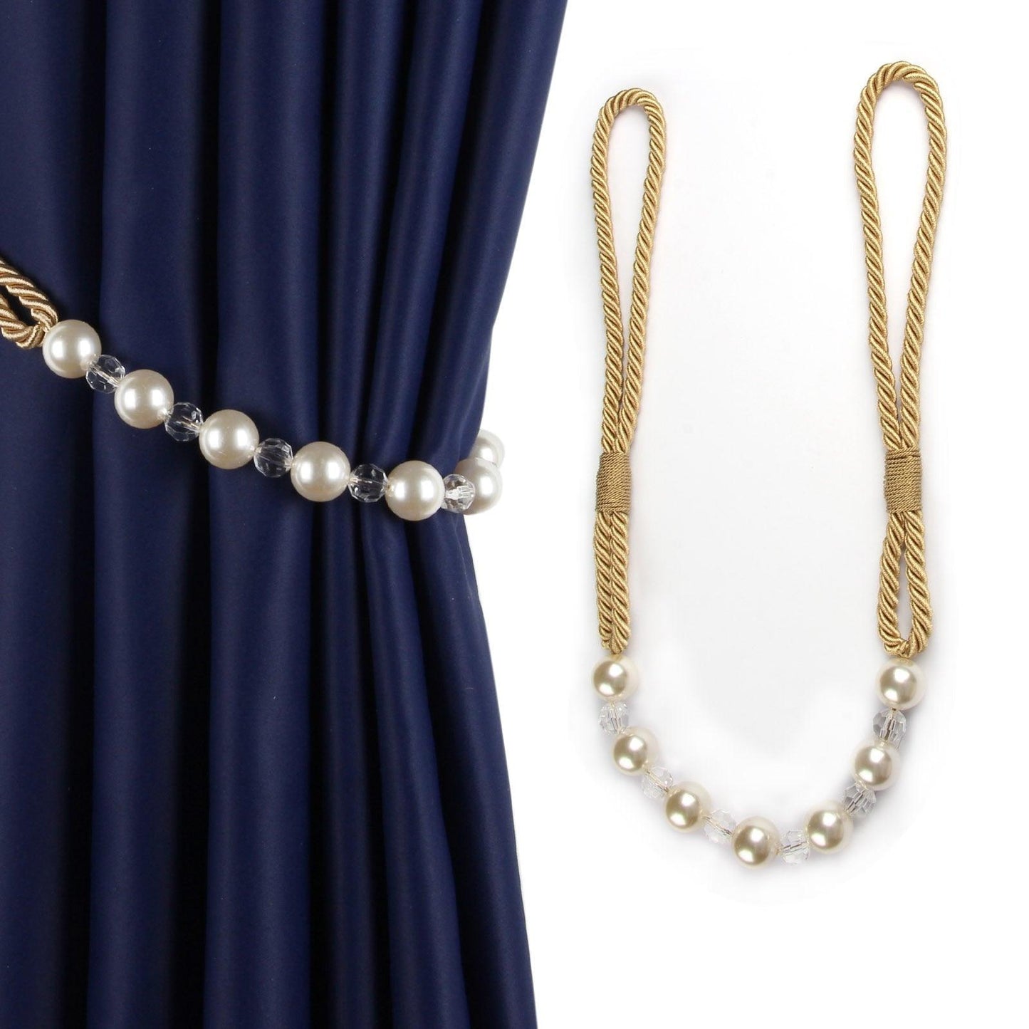 Pearl Curtain Tieback Bling Pearl Bandage Accessories Curtains Holder Buckle Tie Rope Home Decorative Curtain Tieback Decorative Drapery Holdbacks Rope Holder For Home Office 53cm