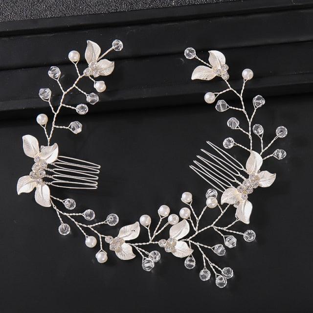 Pearl Leaf Comb Headband Hair Accessories For Women Tiara Headband Wedding Accessories Headband on the head Gorgeous Hair Accessories For Women