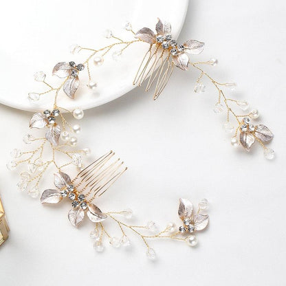 Pearl Leaf Comb Headband Hair Accessories For Women Tiara Headband Wedding Accessories Headband on the head Gorgeous Hair Accessories For Women