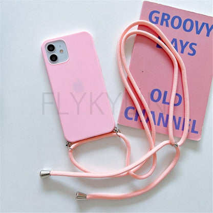 Phone Case  Strap Cord Chain Phone Case For Xiaomi Redmi Note 10 9 10S 9S Pro Max 10 9 9A 9C Cover Mi POCO X3 NFC Pro 12 Pro 11 Lite Crossbody Case Soft Matte Phone Holder with Neck Strap