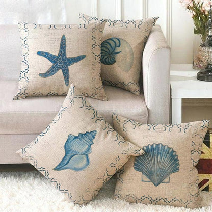 Pillowcase Sofa Cushion Cover Decoration Linen Pillow Case Higher Quality Marine Sea Life Pillow Covers Cases Super Soft Square Cushion Decorative Pillow Pattern Sofa Pillow Cover Couch Pillow 45x45CM