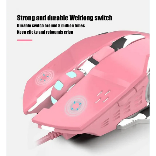 Pink Girly Gaming Mouse 3200DPI Backlight Adjustable 4 Level DPI Wired Women's Mice For Gamers