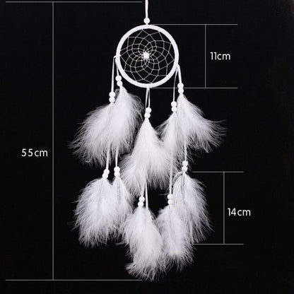 Pink Handmade Dream Catcher Wind Chimes Indian Style Feather Pendant Dream Catcher Car Hanging Decoration Wind Chime Wall Hanging Home Decor