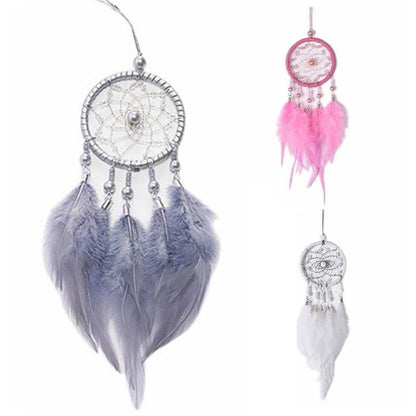 Pink Handmade Dream Catcher Wind Chimes Indian Style Feather Pendant Dream Catcher Car Hanging Decoration Wind Chime Wall Hanging Home Decor
