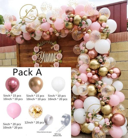 Pink White And Gold Balloon Garland Arch Kit For Bridal Shower Wedding Decors Baby Shower Party Decoration For Girls Birthday