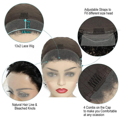 Pixie Cut Short Curly Wig Human Hair Wigs Pre Plucked Brazilian Deep Water Wave Virgin Lace Front Wig For Women With Baby Hair Wigs For Black Women Gifts for Girlfriends