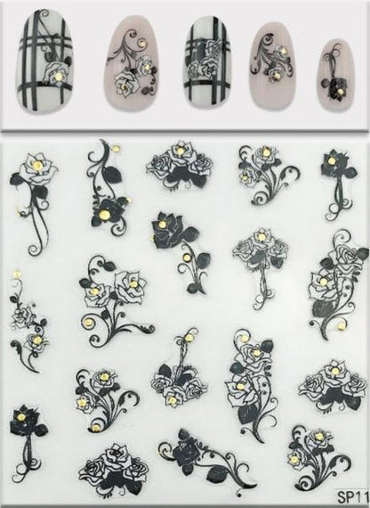Plant Laser Abstract Lady Face Nail Decals Sliders Paper Art Decor Gel Polish Sticker Manicure Foils 3D Rhinestone Sticker Fun Nail Art Stickers Decal 3D Self-Adhesive Abstract Face Curve Graffiti Nail Design for Acrylic Nail Supplies