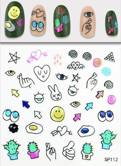 Plant Laser Abstract Lady Face Nail Decals Sliders Paper Art Decor Gel Polish Sticker Manicure Foils 3D Rhinestone Sticker Fun Nail Art Stickers Decal 3D Self-Adhesive Abstract Face Curve Graffiti Nail Design for Acrylic Nail Supplies