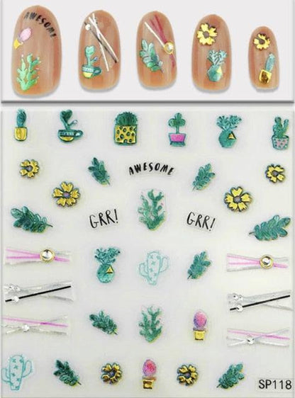 Plant Laser Abstract Lady Face Nail Decals Sliders Paper Art Decor Gel Polish Sticker Manicure Foils 3D Rhinestone Sticker Fun Nail Art Stickers Decal 3D Self-Adhesive Abstract Face Curve Graffiti Nail Design for Acrylic Nail Supplies