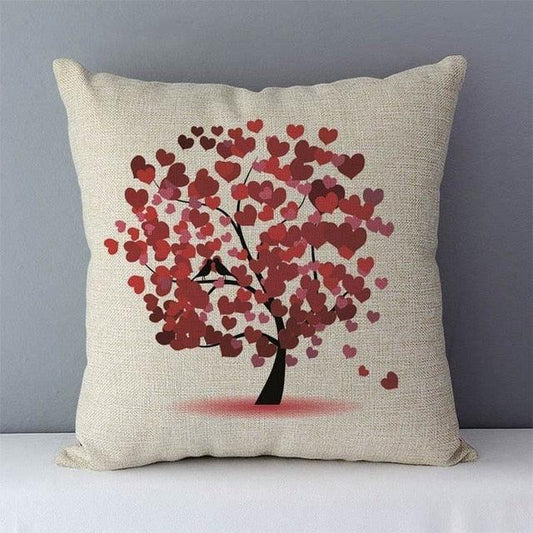 Plants Life Trees Printed Cozy Cushion For Couch Seat Back Cushions Home Decorative Pillow Covers Colorful Different Shaped Trees Linen Printed Pillowcases Autumn Square Decorative Cushion Covers Soft For Sofa Bed 45x45CM