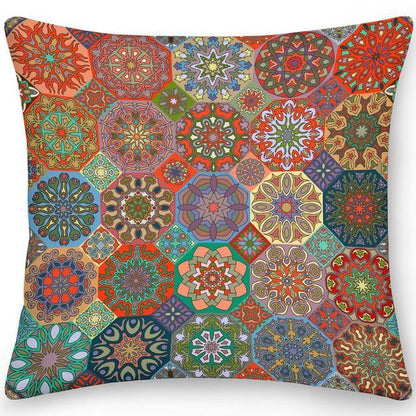 Polyester Pillow Case Square Cushion Cover Pillow Double Sides Ethnic Flower Bohemian Throw Pillow Covers Pillow Covers Retro Floral Cushion Covers Spiritual Decor Square Pillowcase Office Home Decoration